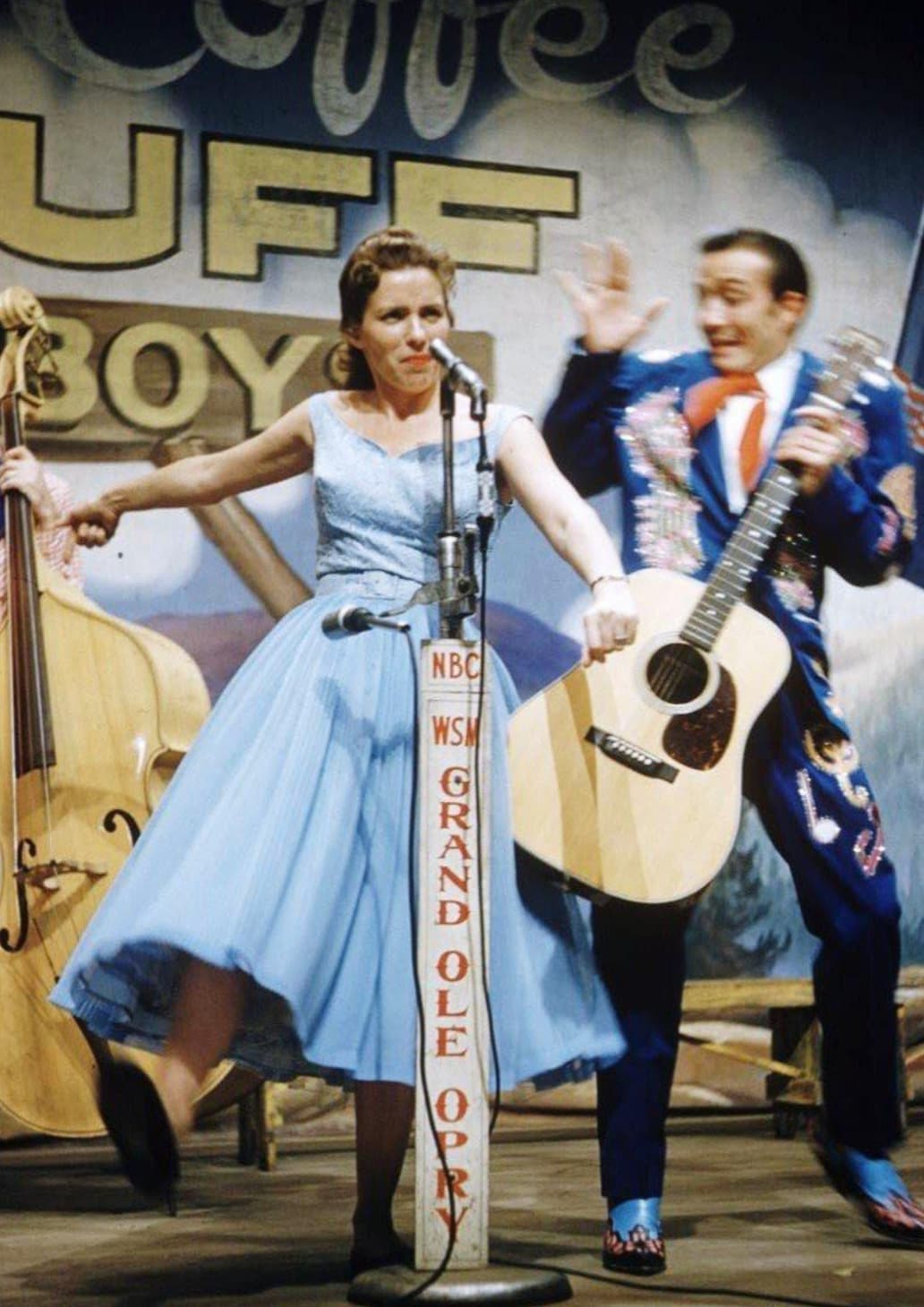 “June Carter and Faron Young at Grand Ole Opry, 1955.”